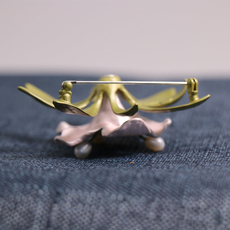Genuine Freshwater Pearls Earrings Brooch With 24K Gold Plated