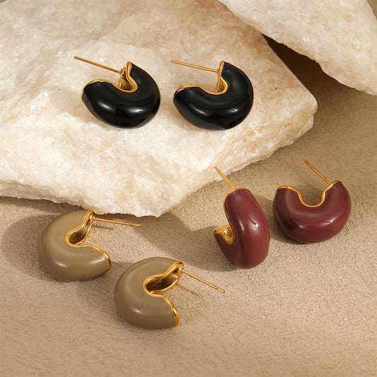 18k Gold Plated Earrings Gorgeous Titanium Steel Jewelry