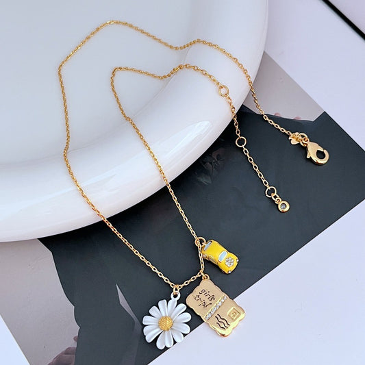 24K Solid Gold Plated Daisy Necklace Bracelet