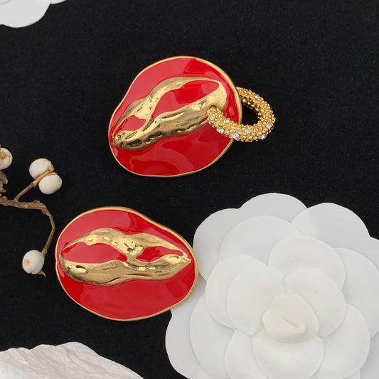 24K Solid Gold Plated Lips Earrings