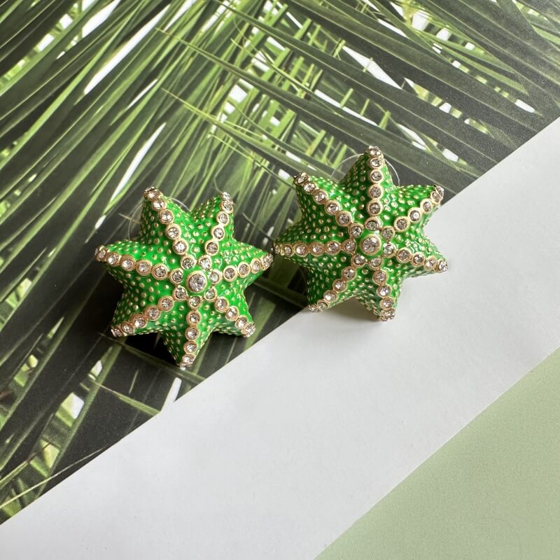 Cactus Earrings with Full Diamond Hypoallergenic Stud Earrings