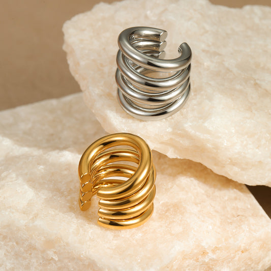 18k Gold Plated C-shaped Clip On Earrings Minimalist Style Outfit