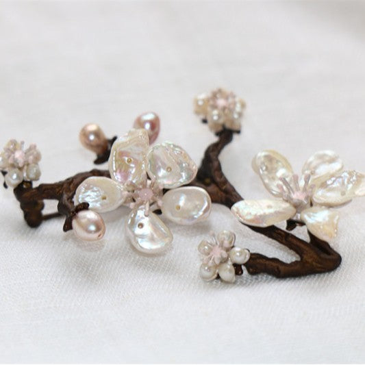 Genuine Irregular Baroque Pearls Brooch 24k Gold Plated Jewelry