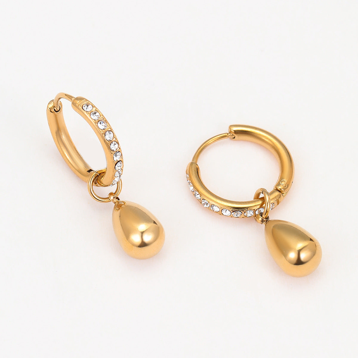 18k Gold Plated Diamond Huggie Earrings