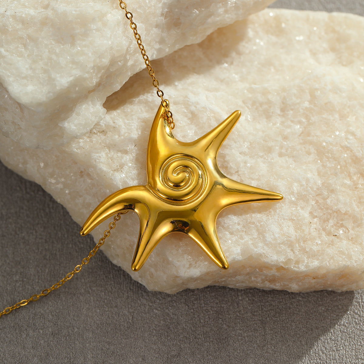 18k Gold Plated Starfish Earrings Necklace Gorgeous Jewelry Set