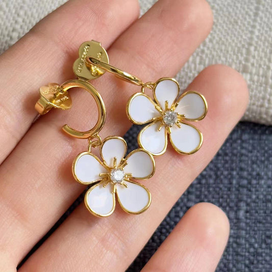 24K Gold Plated Flower Drop Earrings