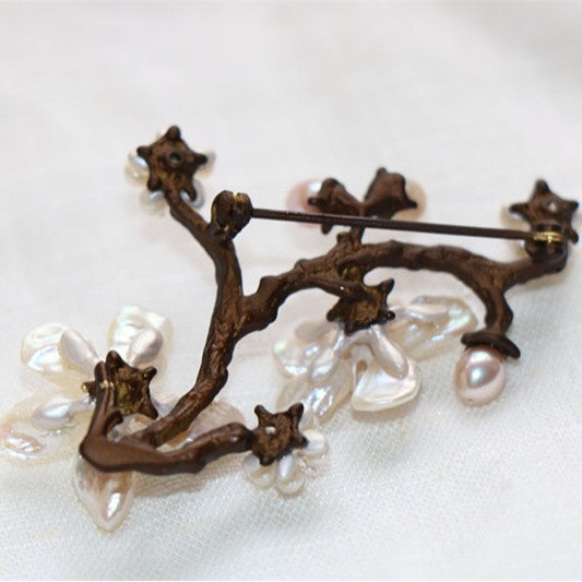 Genuine Irregular Baroque Pearls Brooch 24k Gold Plated Jewelry