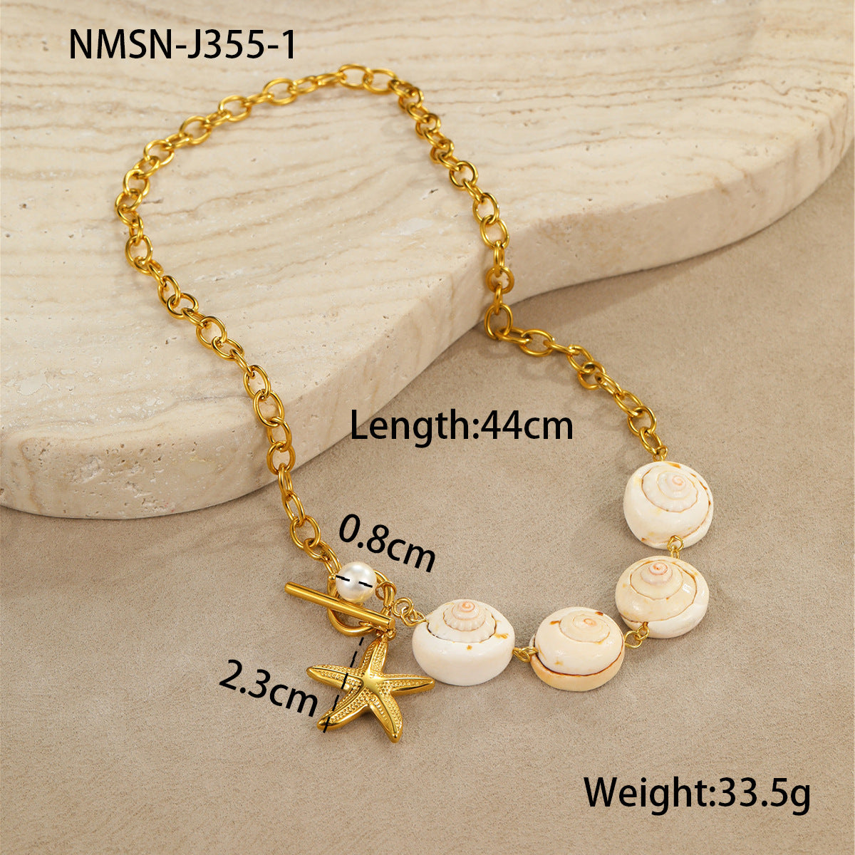 18k Gold Plated Titanium Steel Necklace Gorgeous Shell Jewelry