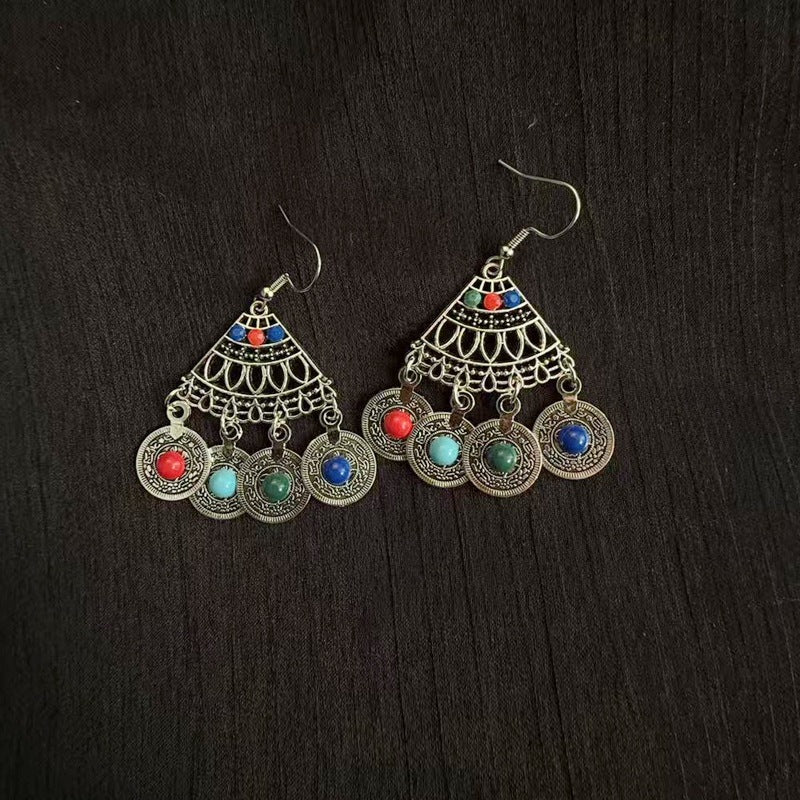 Vintage Jewelry Feather Tassel Earrings Bohemian Chandelier Earrings