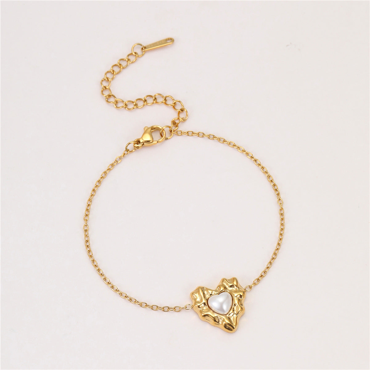 18k Gold Plated Necklace Bracelet Irregular Heart Pearl Earrings Gorgeous Jewelry Set