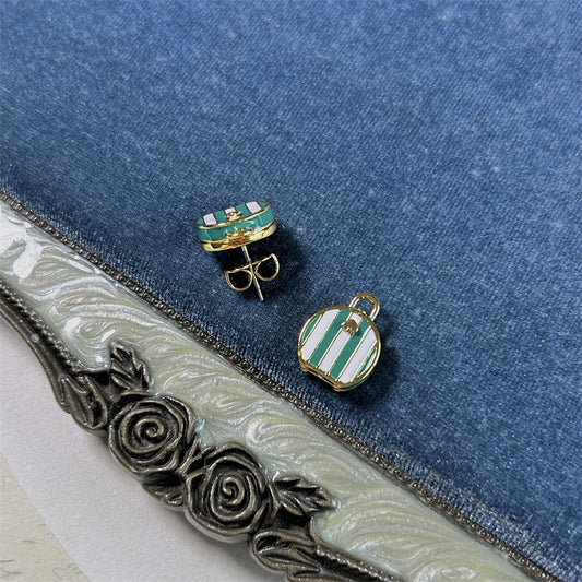 24K Solid Gold Plated Enamel Suitcase Earrings