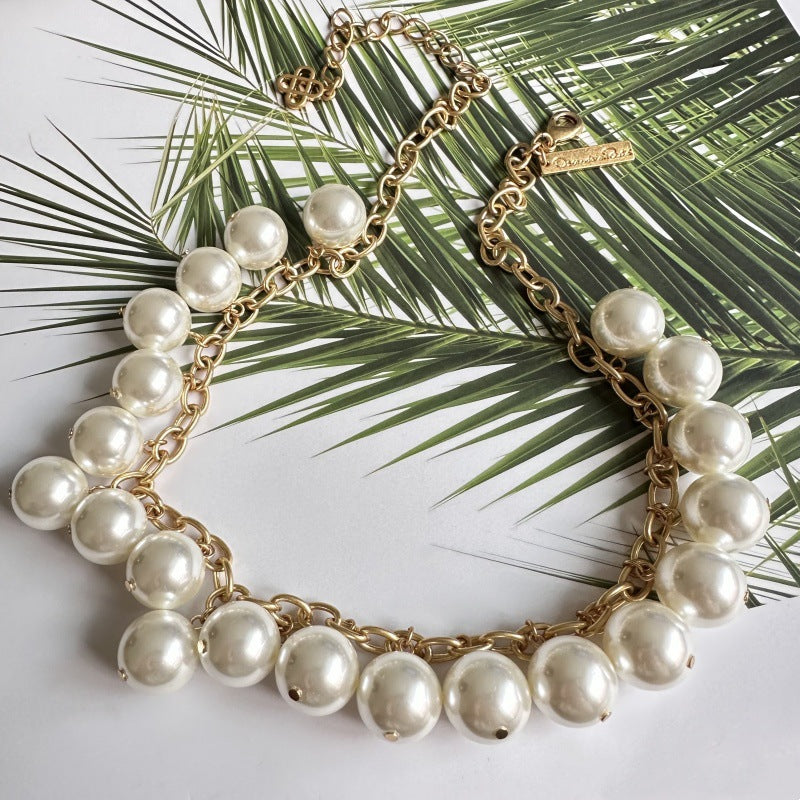 Pearls Necklace Hypoallergenic Gold Plated Pendant
