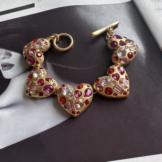 Vintage Jewelry Colored Diamonds Heart Bracelet