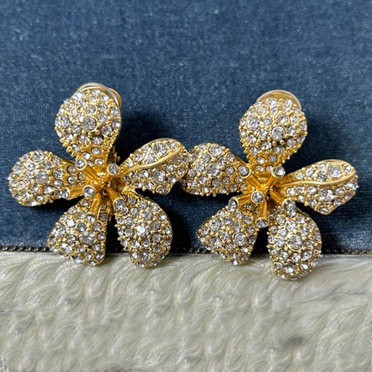 Vintage Jewelry Pearl Diamond Floral Earrings