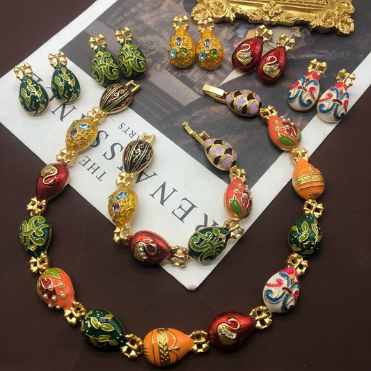 Vintage Jewelry Gold Plated Diamond Fabergé Egg Jewelry