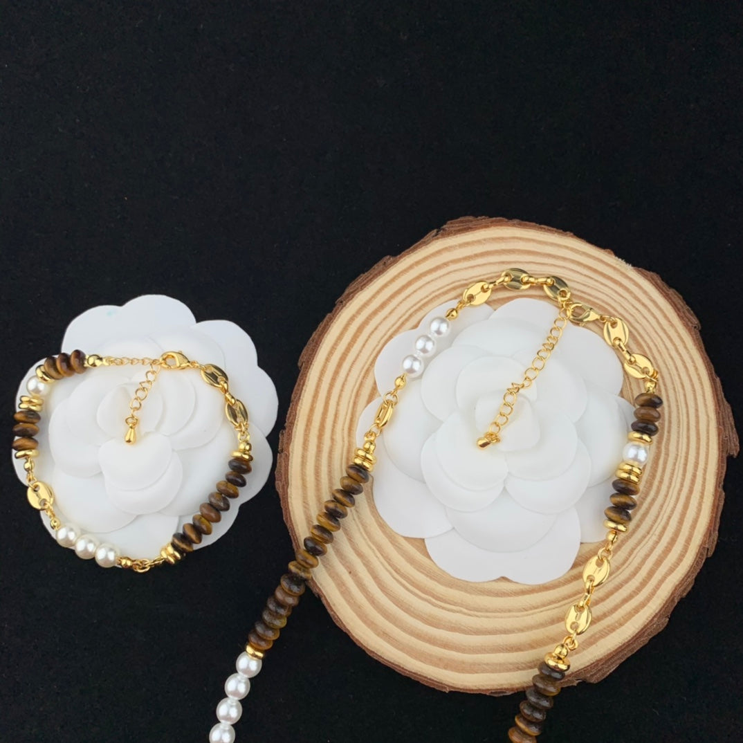 Vintage Jewelry Set Tigerite Artisanal Bracelet