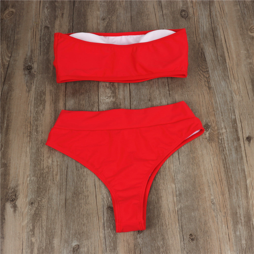High Waist Tube Top Bikini Swimwear Two-piece