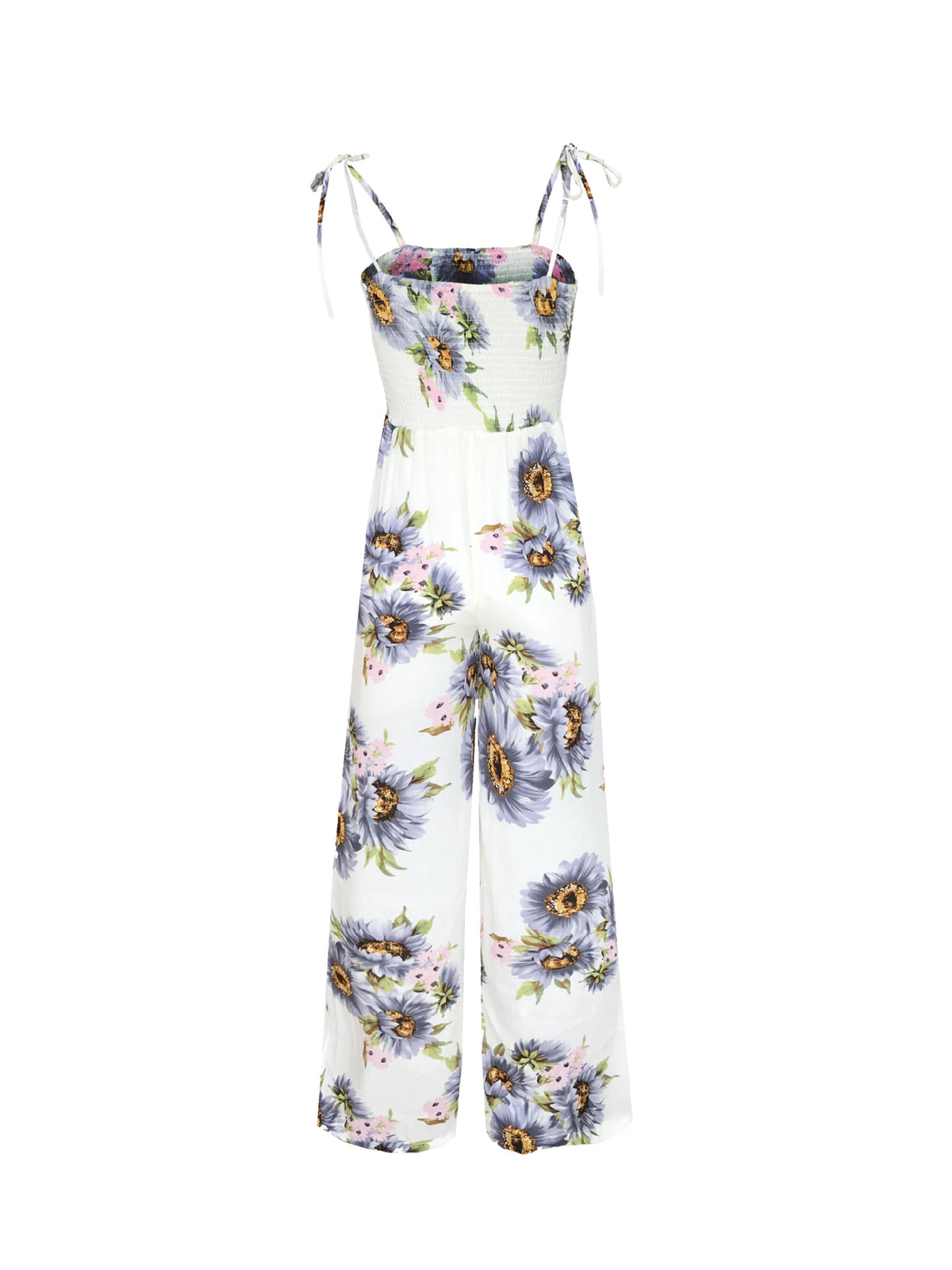 Summer Sunflower Print Suspenders Jumpsuit High Waist Romper