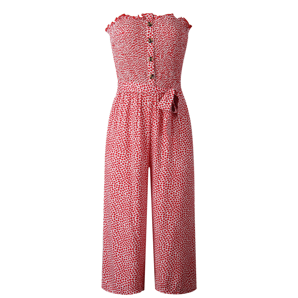Off Shoulder Wrapped Chest Lace-up Print Jumpsuit With Pocket Backless Single-breasted Rompers