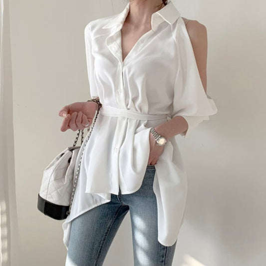 Puff Bubble Sleeves Strapless Single-breasted Blouses