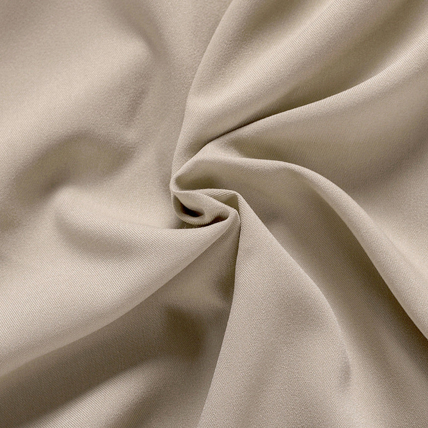 A High Collar Khaki Blouse Long Sleeve