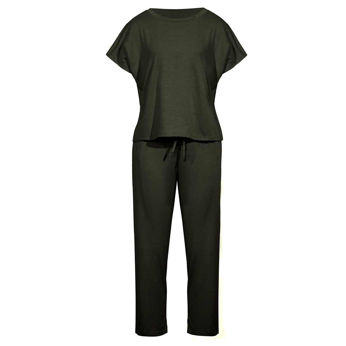 Round Collar Lace-up Short Sleeve Casual Two-piece Sport Set Home Workout Fitness S to XXXL Plus