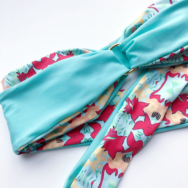 Double-sided Print Lace-up Bikini Swimwear