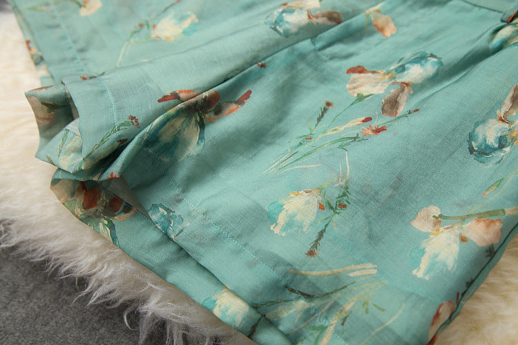 Elegant Office Style Floral Printing Suit Shorts Blazers Two-piece Set