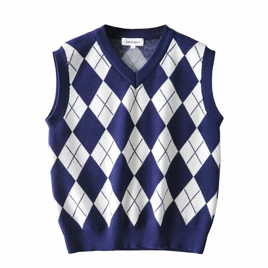Knitting Diamond Lattice Vest Sweater