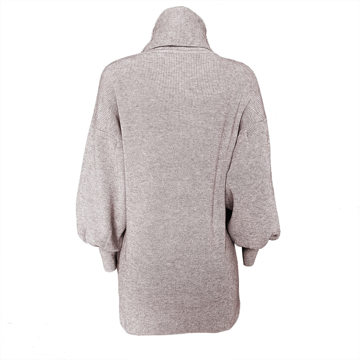 Knit Lantern Sleeve High Collar Sweater Mini Dresses