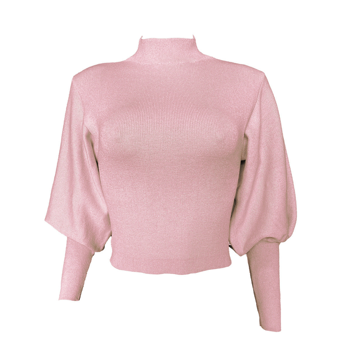 High Collar Knit Lantern Sleeve Sweaters