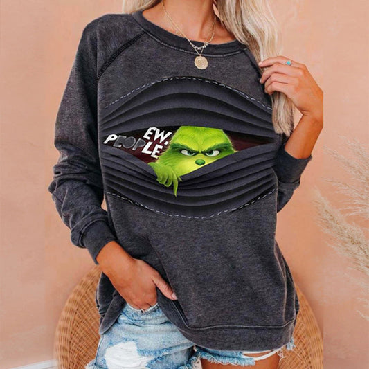 Round Neck Floral Printed T-Shirts Blouses Sweatshirts