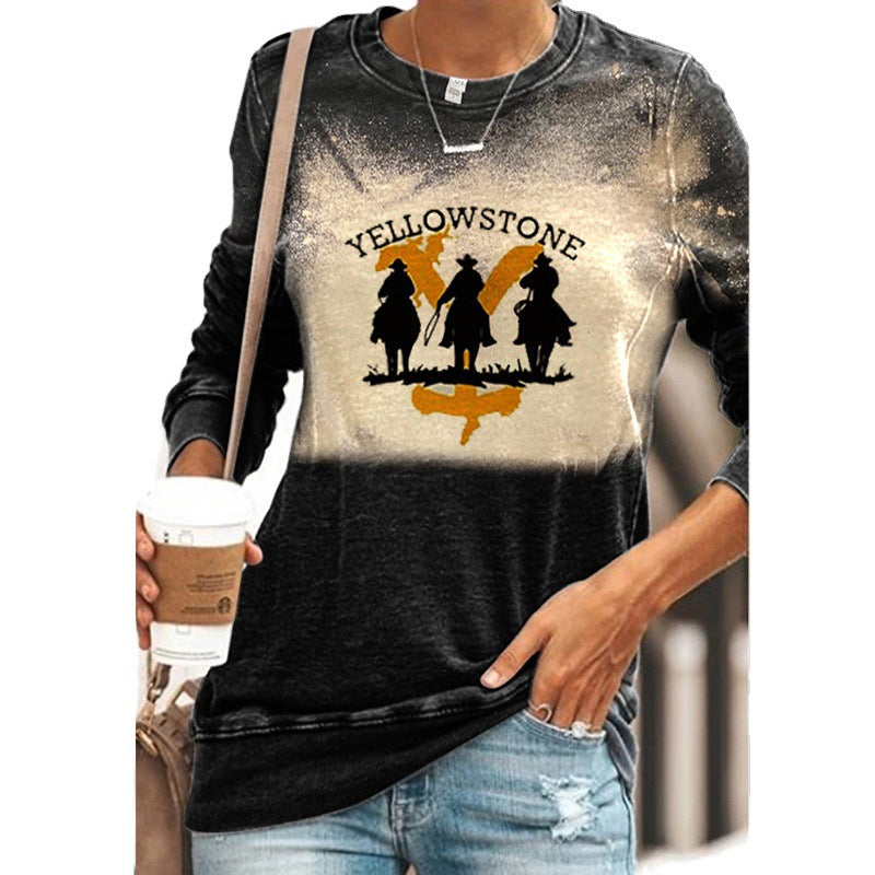 Round Neck Floral Printed T-Shirts Blouses Sweatshirts