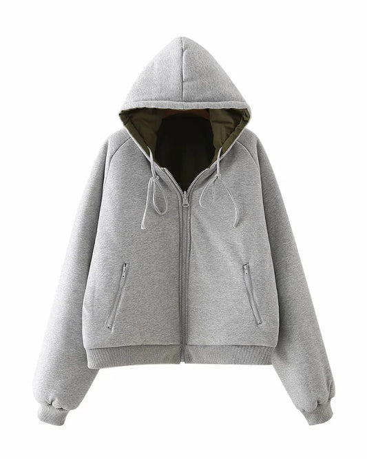 Double Side Hooded Oversize Contrast Color Outerwear Coat