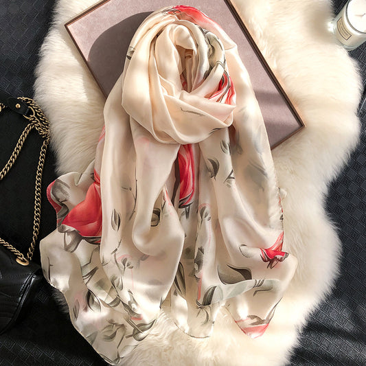 Vogue Silkly Scarf for Women Lightweight Flower Shawl Wraps Holiday Scarf Gift Scarves Women