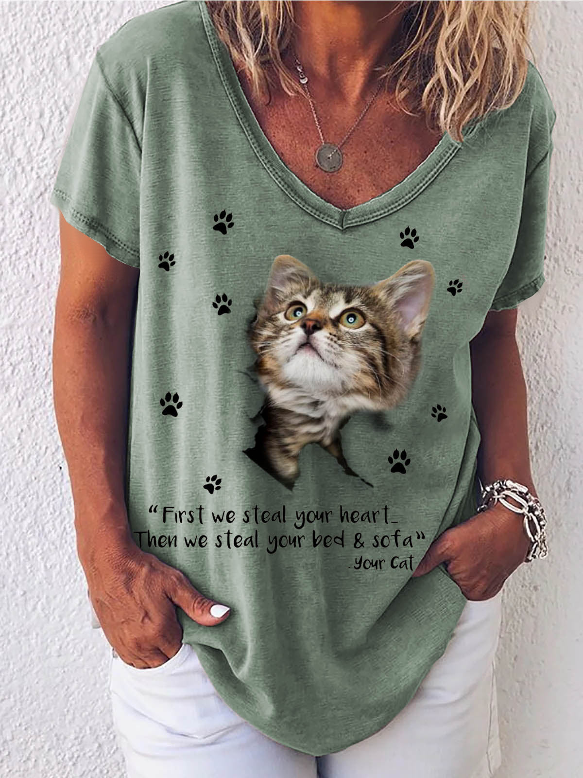 Round Neck Floral Printed T-Shirts Blouses