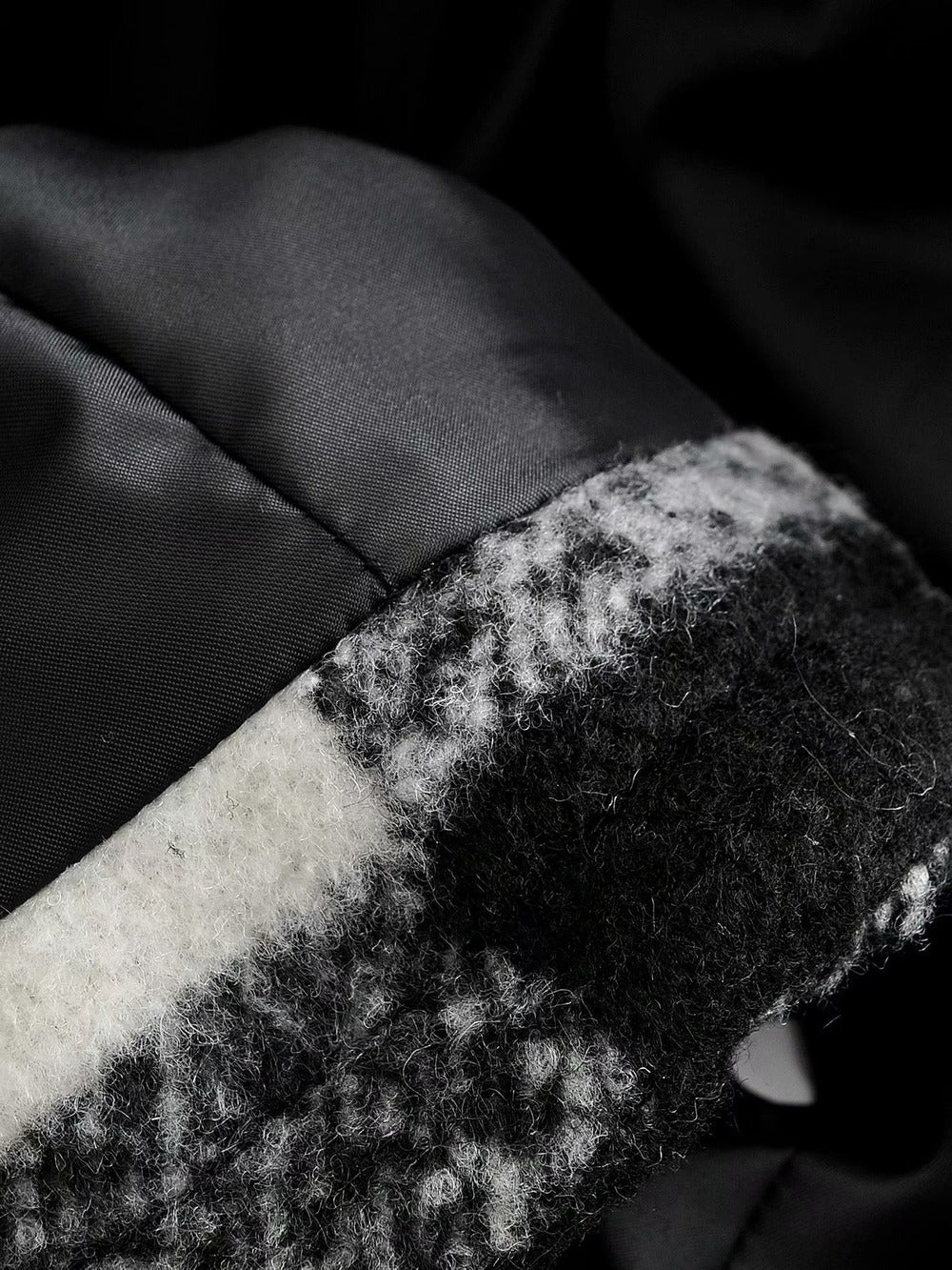 Black And White Grid Single-breasted Shirt Style Cardigan Coat