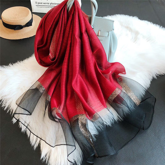 Lightweight Vogue Silkly Silk Scarf for Women Casual Scarves Women