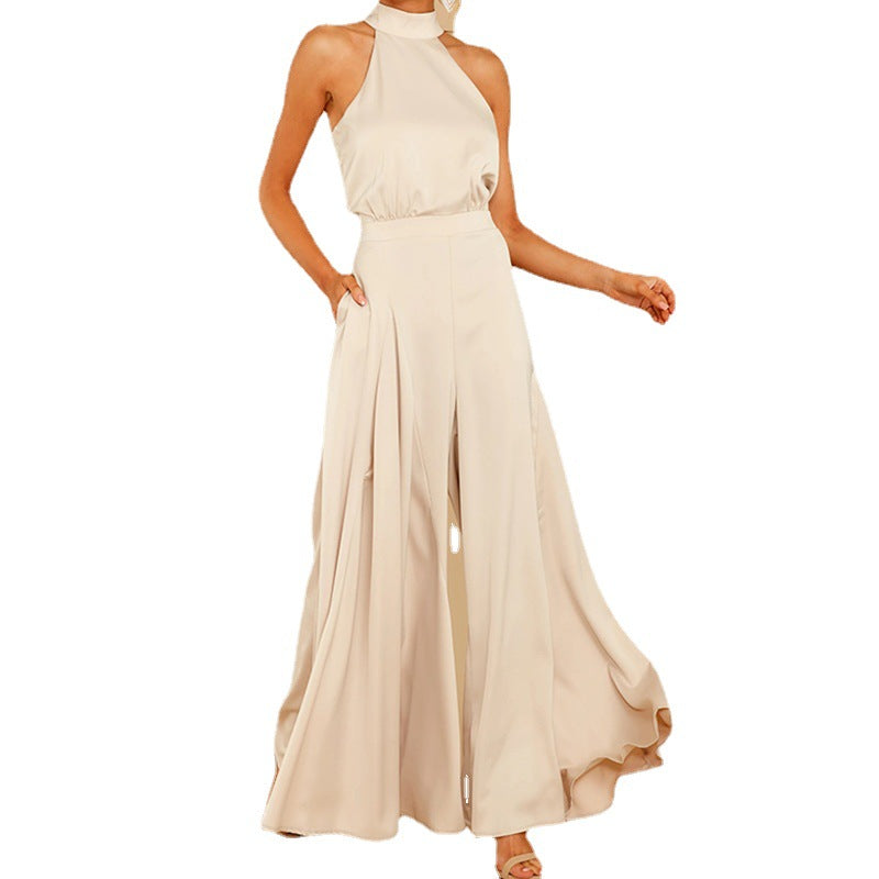 Halter Off-shoulder Dressy Jumpsuit Sleeveless Rompers