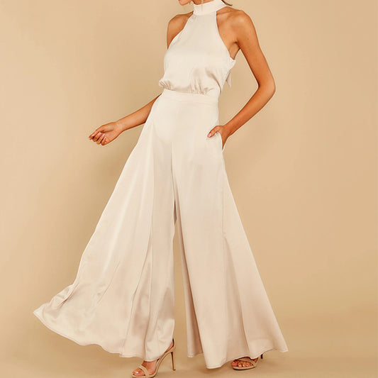 Halter Off-shoulder Dressy Jumpsuit Sleeveless Rompers