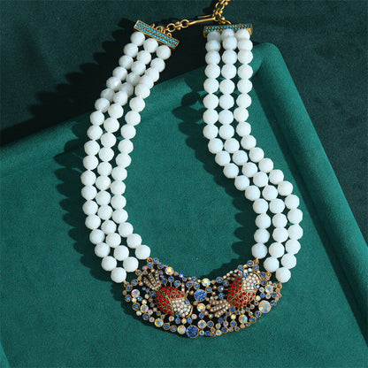 Vintage Necklace Jewelry Gold Pearl Floral Choker