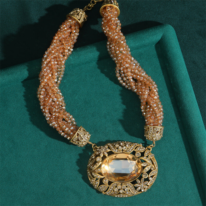 Vintage Necklace Jewelry Gold Pearl Floral Choker