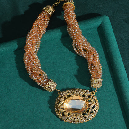 Vintage Necklace Jewelry Gold Pearl Floral Choker