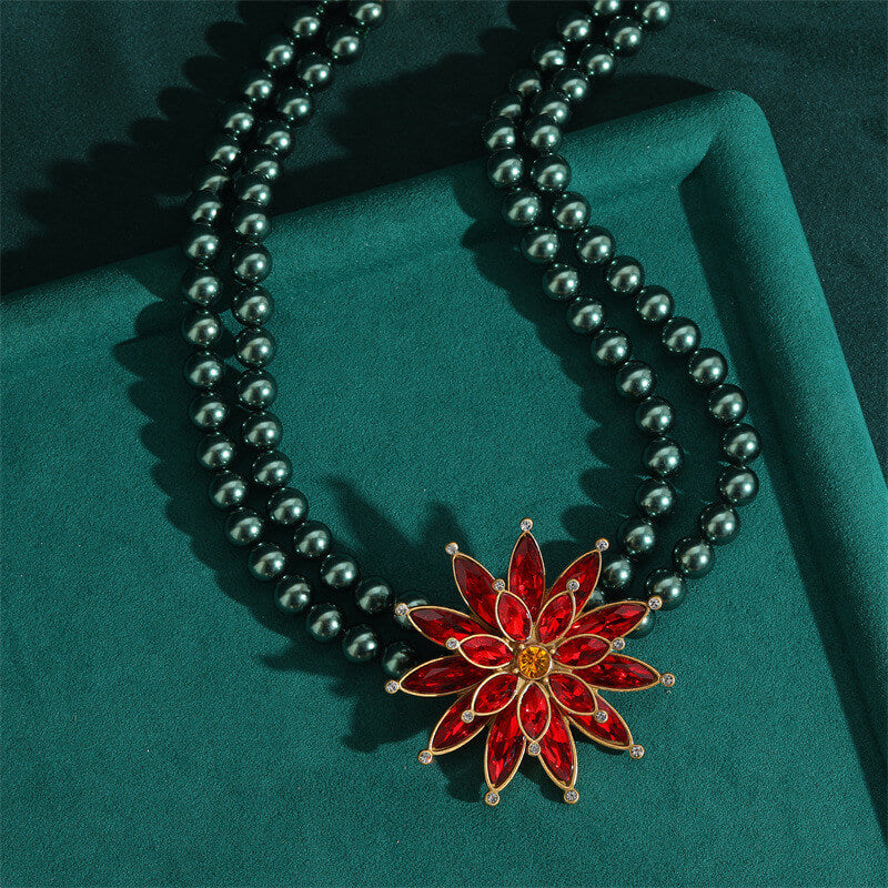 Vintage Necklace Jewelry Gold Pearl Floral Choker