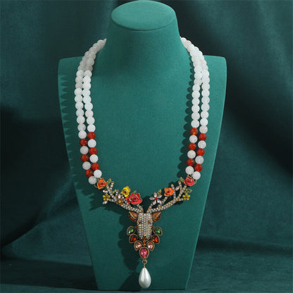 Vintage Necklace Jewelry Gold Pearl Floral Choker