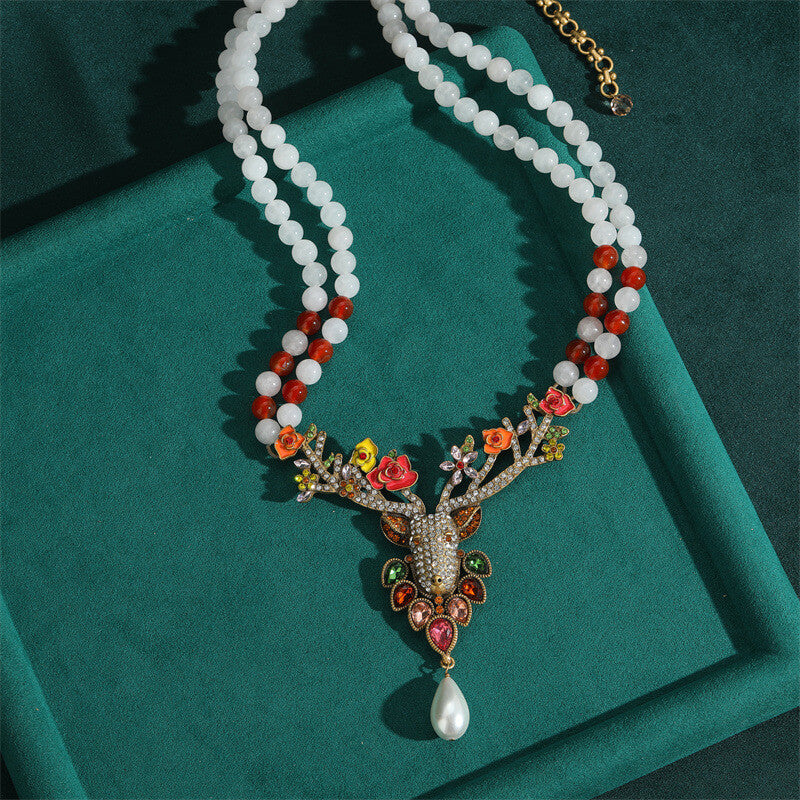 Vintage Necklace Jewelry Gold Pearl Floral Choker
