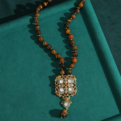 Vintage Necklace Jewelry Gold Pearl Floral Choker