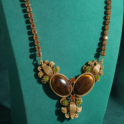 Vintage Necklace Jewelry Gold Pearl Floral Choker
