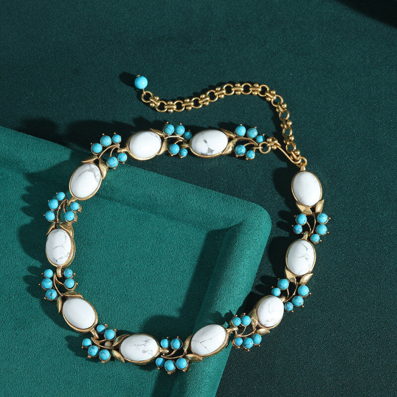 Vintage Jewelry Gold Necklace Pearl Gems Choker