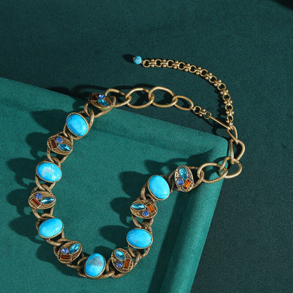 Vintage Jewelry Gold Necklace Pearl Gems Choker